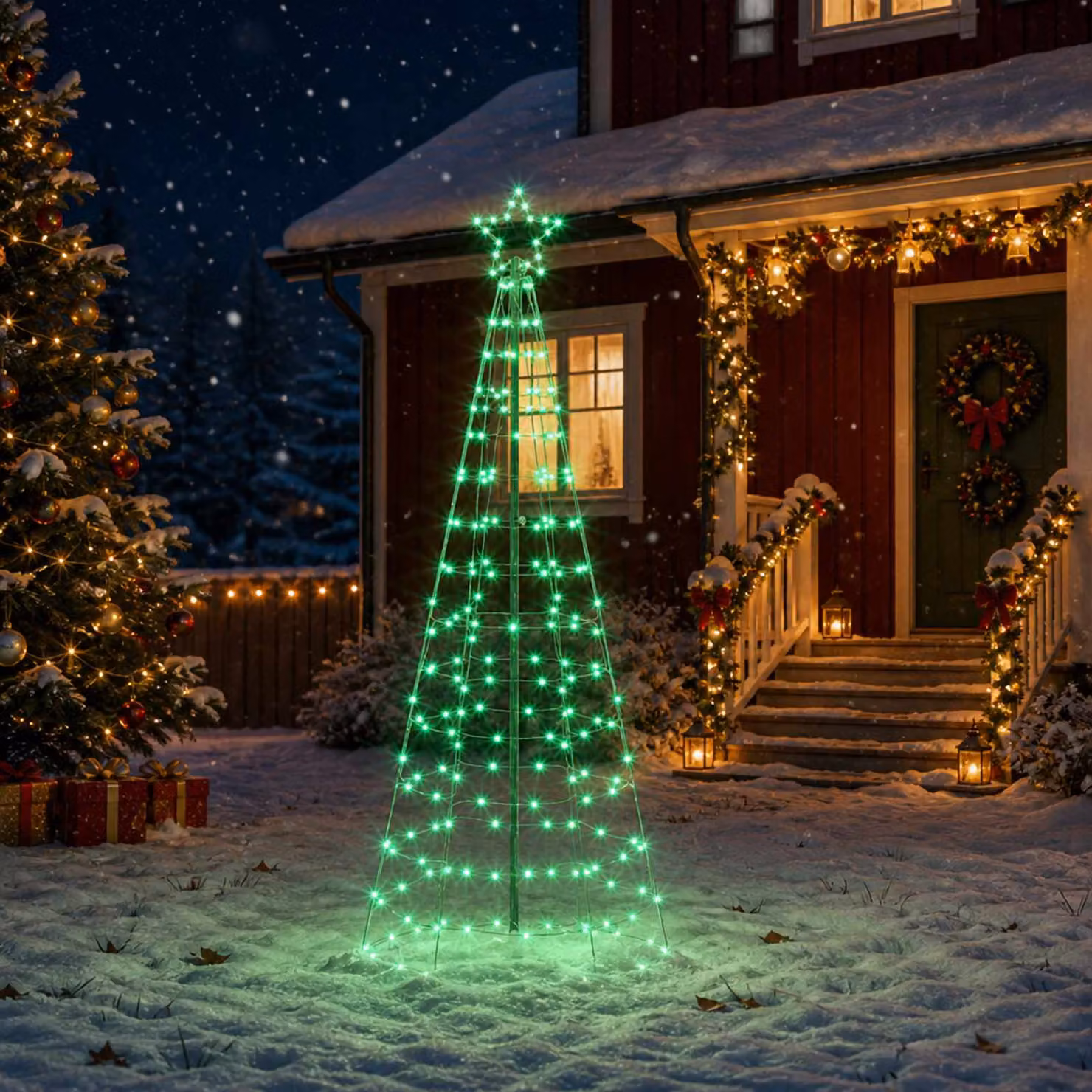 vidaXL Albero di Natale LED 180 cm 168 LED RGB Acciaio RGB