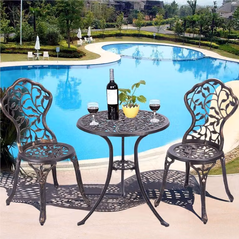 Set di mobili da giardino composto da 3 pezzi - Set per balcone - Arredamento per balcone - Arredamento per terrazza - Arredamento da giardino - Materiale in alluminio pressofuso