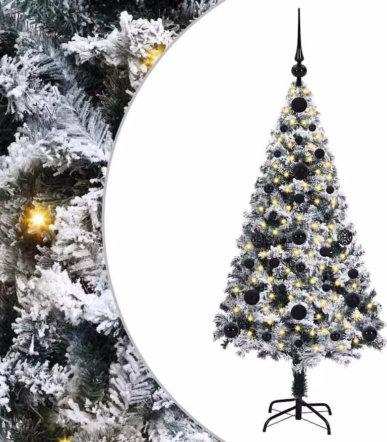 Albero di Natale artificiale a 150 LED con supporto verde 120 cm