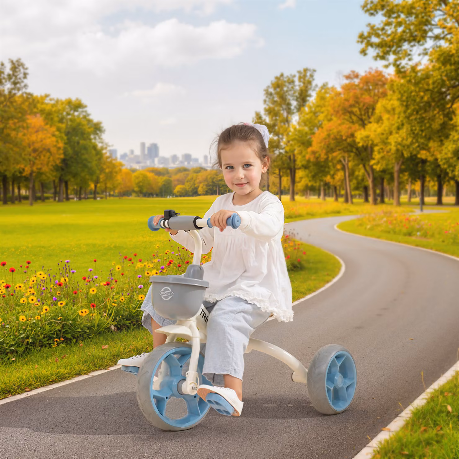 Triciclo evolutivo AIYAPLAY per bambini da 2 a 5 anni con cestino anteriore e ruote in EVA, blu, L 72 x P 52 x H 61 cm – 2