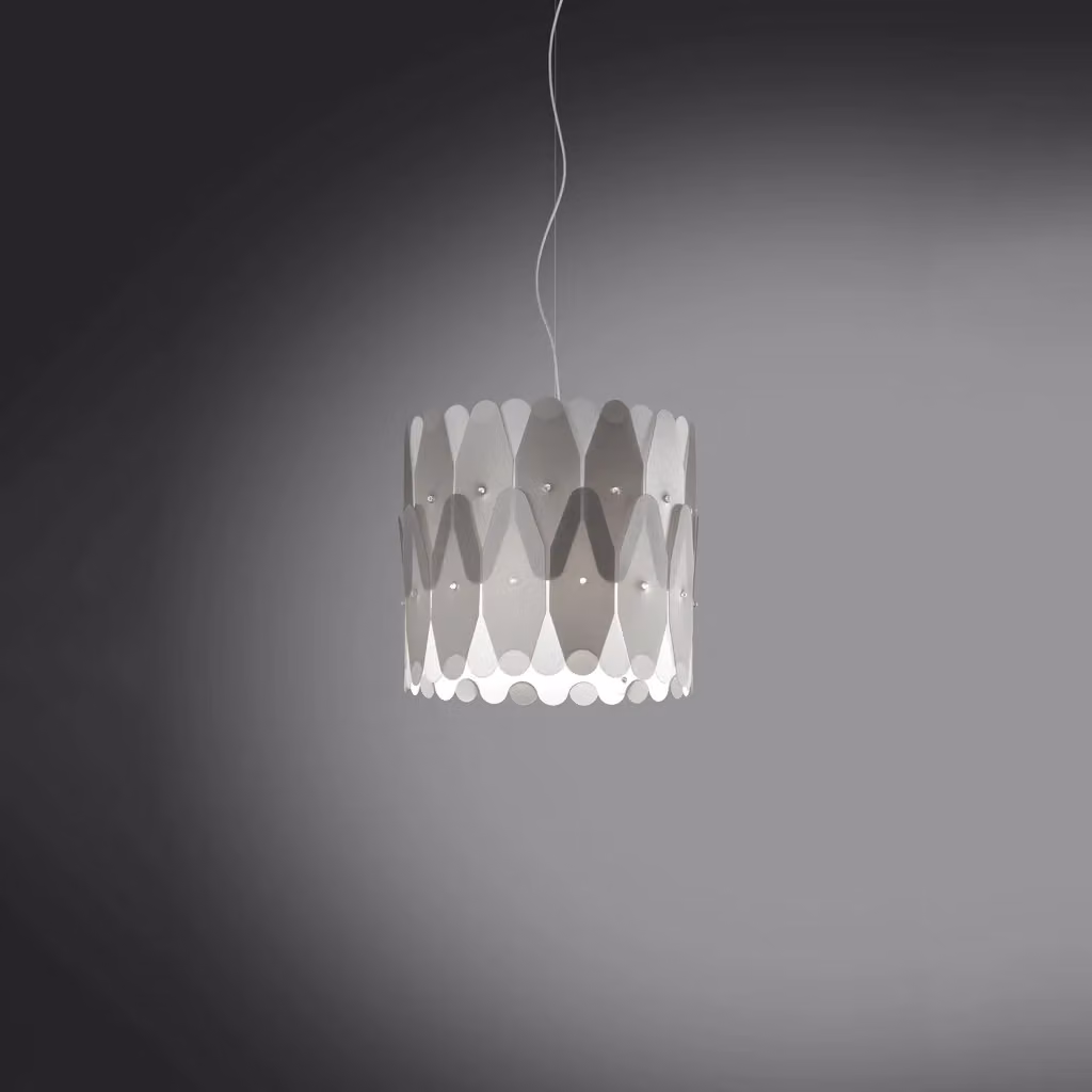 Lampada a sospensione moderna Amanda Linea Zero in argento e metallo cromo con 1 luce E27 – 2