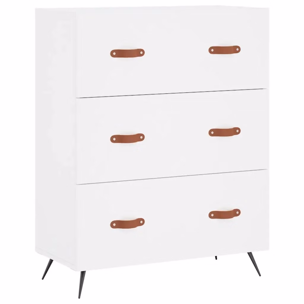 Cassettiera bianca vidaXL in legno e metallo L: 69,5 cm, P: 34 cm, H: 90 cm – 2
