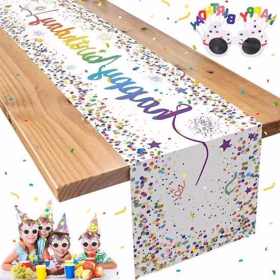 Tovaglia per tavoli da compleanno - 35 x 185 cm - Tovaglia da tavolo per uomo e donna - Lavabile - Decorazioni per tavoli da festa - Servizio da tavola per compleanni