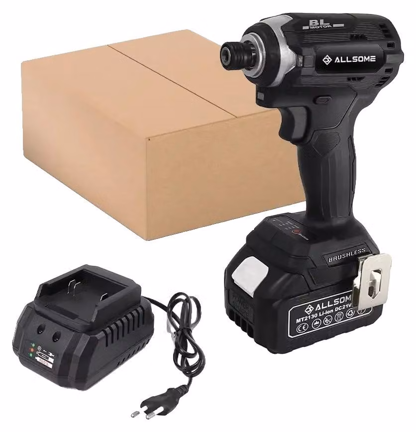 Trapano avvitatore a percussione, motore brushless, coppia di 180 Nm, 1 batteria, 1 caricabatterie