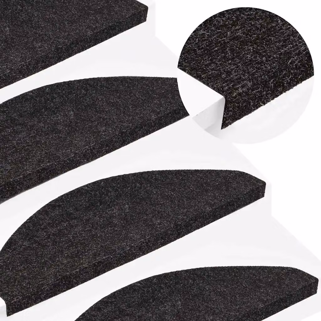 vidaXL Set di 15 Tappetini Autoadesivi per Scale Antracite, Antiscivolo e Assorbente del Rumore, L 65 x P 22,5 x H 3,5 cm