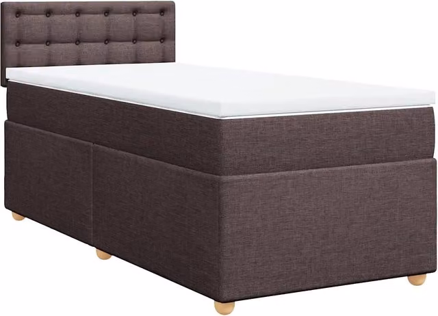 Letto singolo | Letto per adulti | Giroletto a Molle con Materasso Marrone Scuro 80x200 cm Tessuto