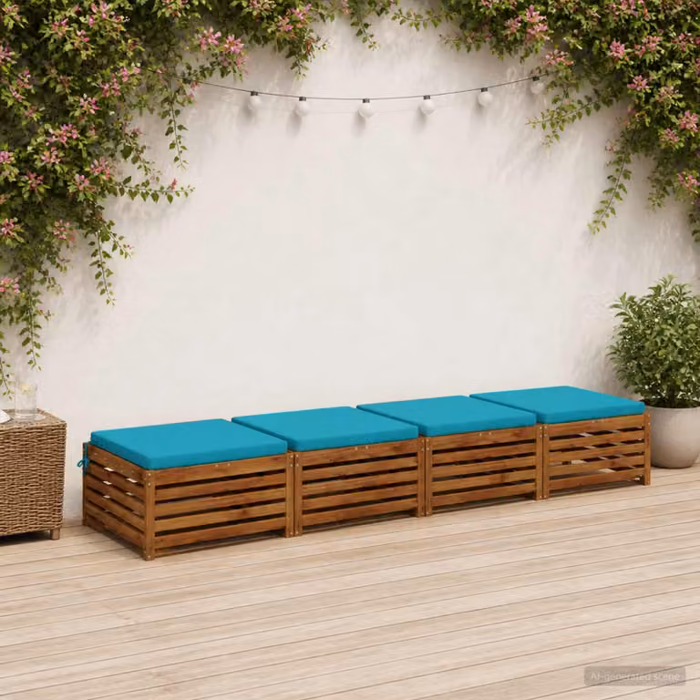 Set di 4 cuscini per sedia vidaXL in poliestere color turchese con fodera rimovibile e resistenza ai raggi UV