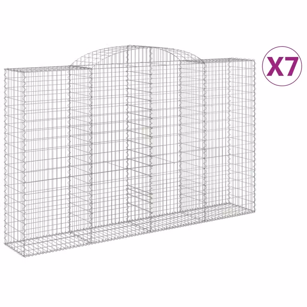 Set di 7 Cesti Gabbioni ad Arco Videx in Acciaio Zincato Argento L: 300 cm, P: 50 cm, H: 180/200 cm – 2
