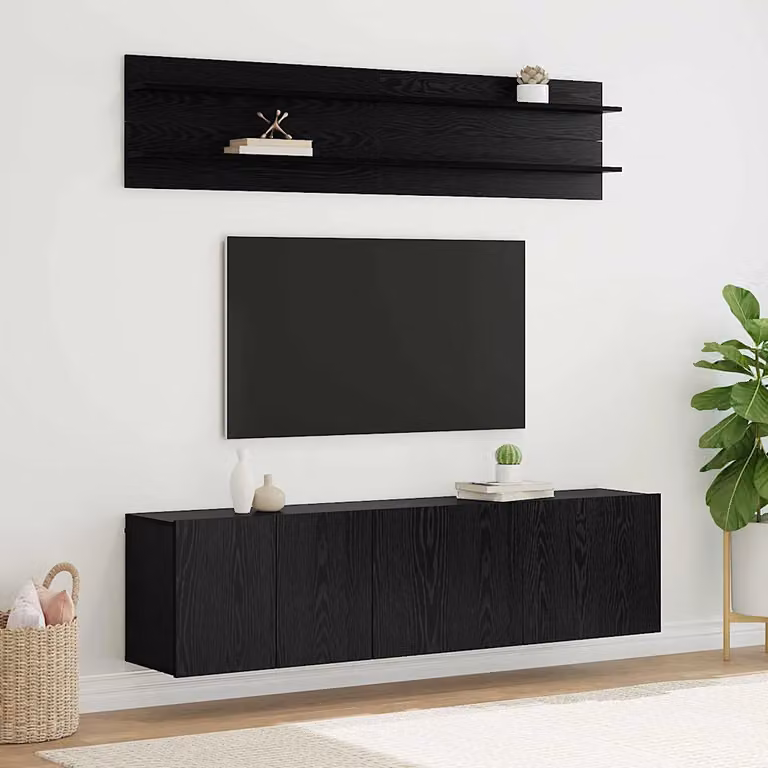 Unità TV moderna vidaXL in 6 pezzi, Rovere nero, L/P/H: 160 x 30 x 41 cm