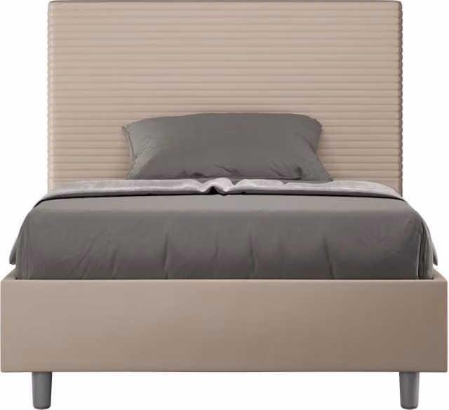 BS COM Letto una piazza e mezza senza rete imbottito 120x200 similpelle tortora