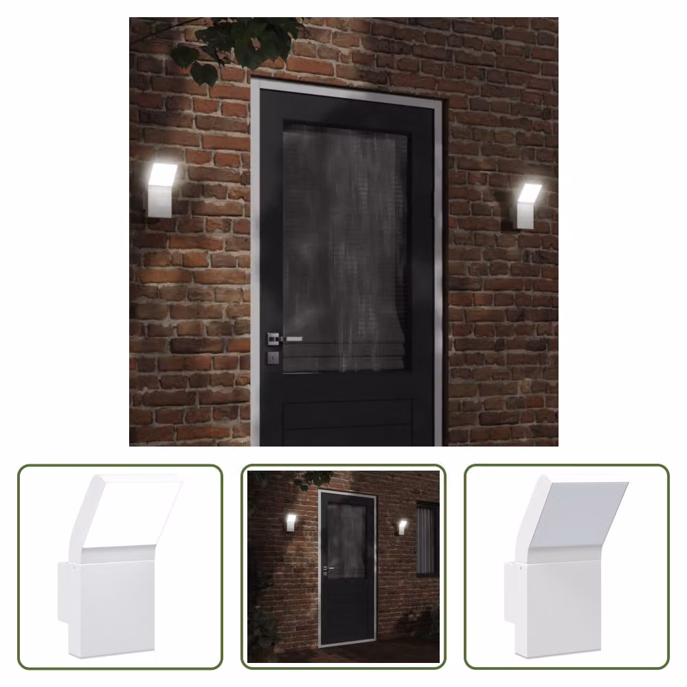 The Living Store Applique da esterno a LED in alluminio pressofuso bianco