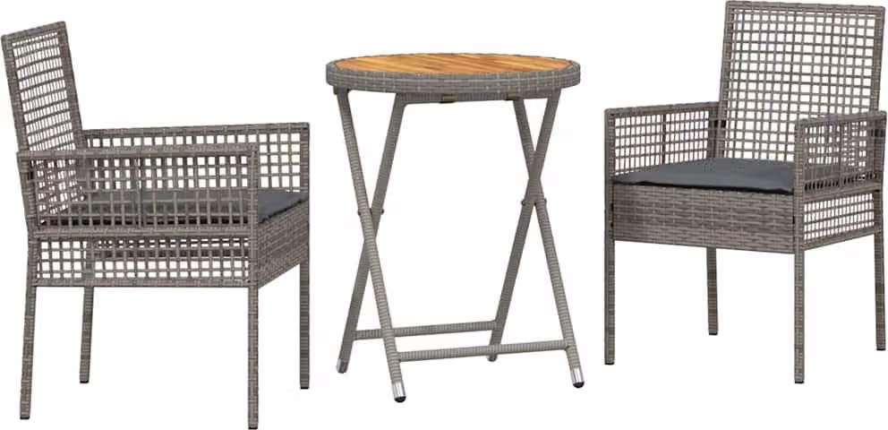 Set Bistro da Giardino 3 pcs Grigio polyrattan