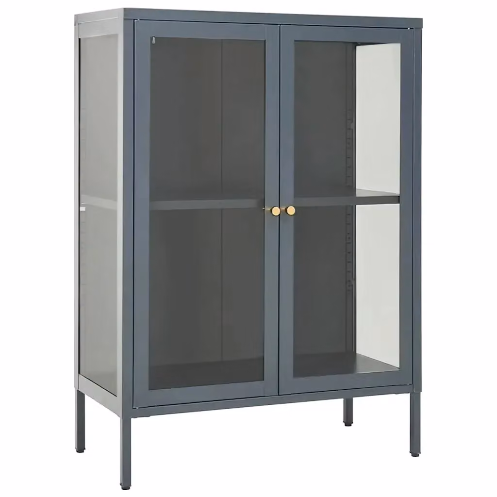 vidaXL Credenza in Acciaio e Vetro Antracite L: 75 cm, P: 35 cm, H: 105 cm – 2