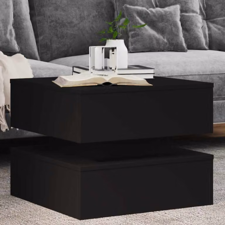 vidaXL Tavolino da Salotto Moderno Nero con Luci LED L/P/H: 50 x 50 x 40 cm