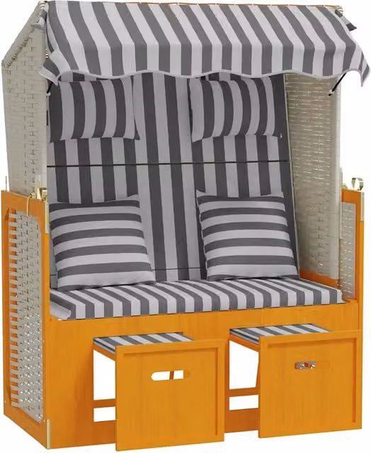 Strandkorb con Cuscini Polyrattan Legno Massello Bianco Grigio CFW2155190