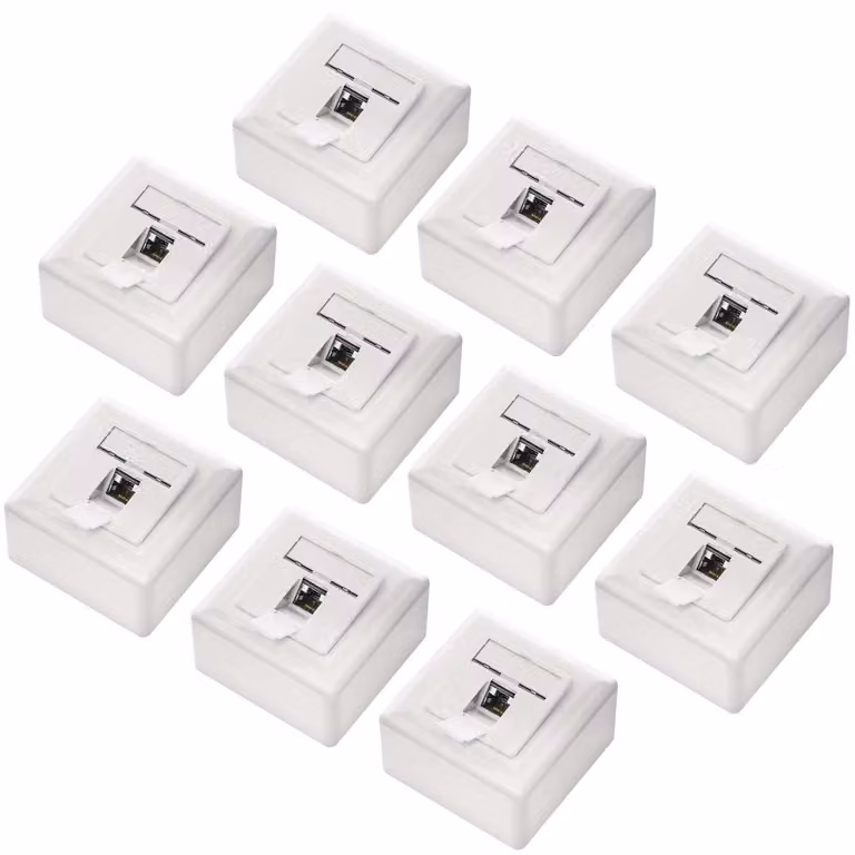deleyCON, connettore di rete universale CAT6, 1 porta RJ45, schermato, 10 pezzi, bianco