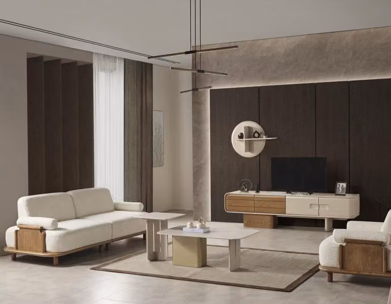 Sofa 3 Sitzer TV Ständer Wandregal Beistelltisch Couchtisch Wohnzimmer