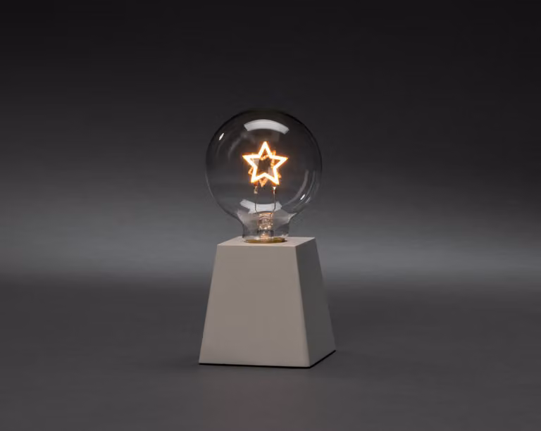 Konstsmide Lampada da tavolo a LED "Star", bianca, con timer 6 ore, 1 diodo color ambra, a batteria, per interni, batteria: 3 x AAA 1,5V (escl.) - 1813-200