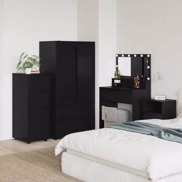 Armadio con cassetti vidaXL Nero in MDF e plastica L/P/H: 40 x 48 x 105 cm