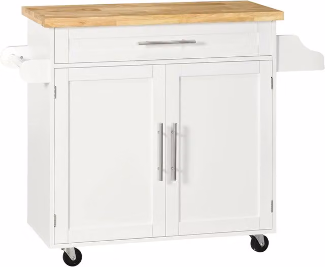 Carrello da cucina con ripiani ¨C Minimal ¨C Bianco 109x40x89