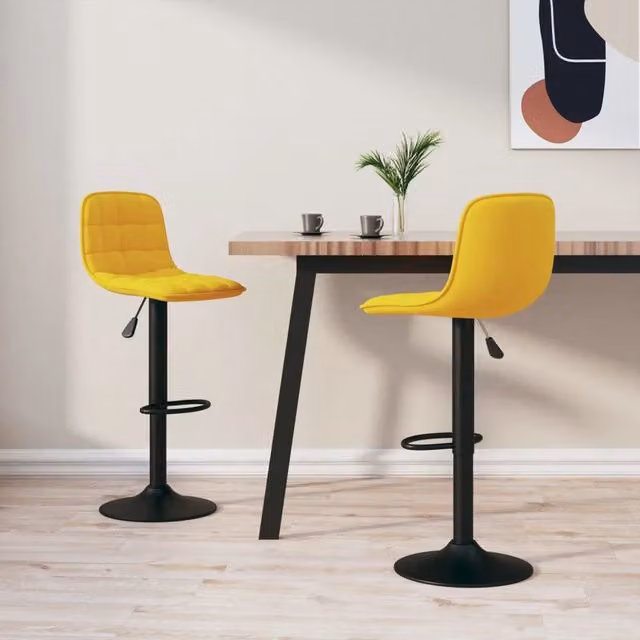 Sgabelli da Bar 2 pz in Velluto Giallo 333998