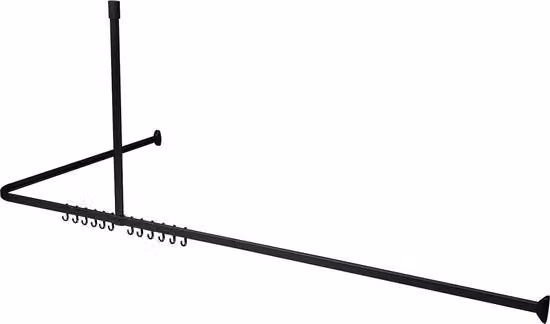 Maniglia per doccetta a forma di L, colore nero, montaggio a soffitto