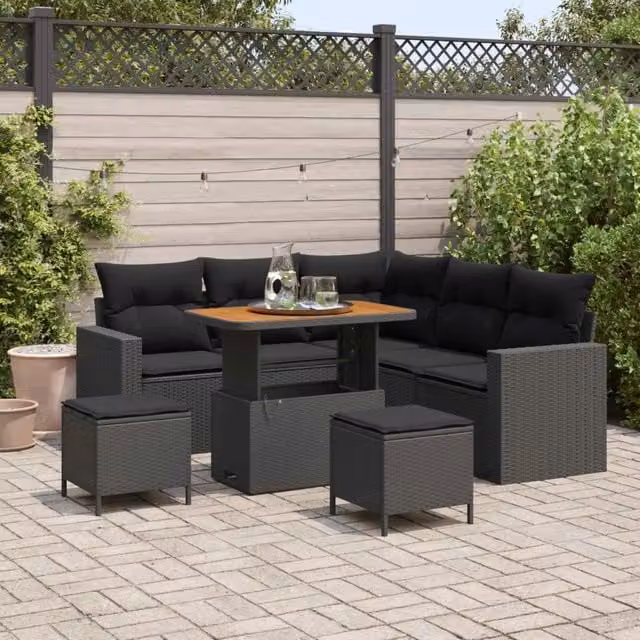 Set Divano da Giardino 8 pz Nero polyrattan 3361614