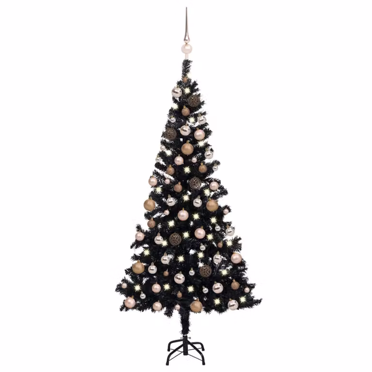 Maison Exclusive - Albero di Natale artificiale con luci e palline, nero, 150 cm