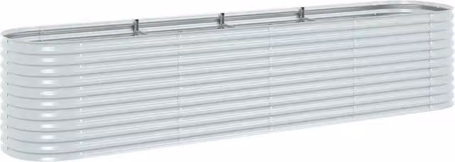 Fioriere | Cassetta per fiori | Letto Rialzato Giardino 400x80x81 cm in Acciaio Zincato Argento