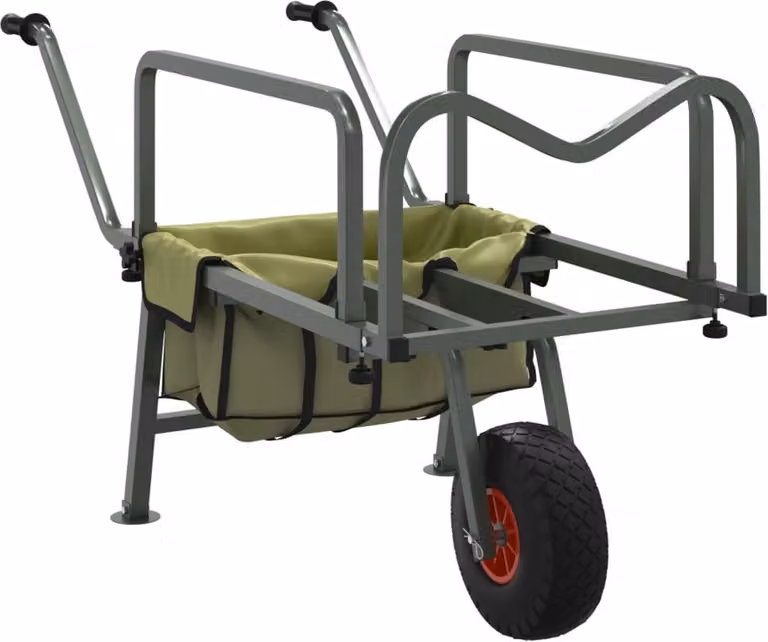 Carrello da Pesca Verde con Ruota Acciaio Verniciato a Polvere