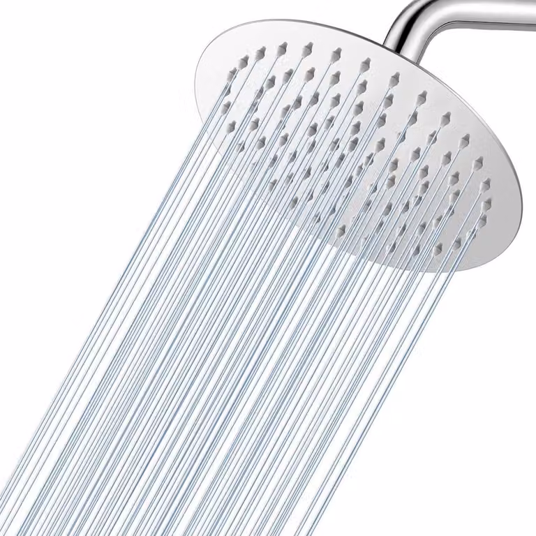 Doccia a soffione circolare cromato in acciaio inossidabile 304, diametro 20 cm, con ugelli in silicone antincrostazioni e a risparmio idrico