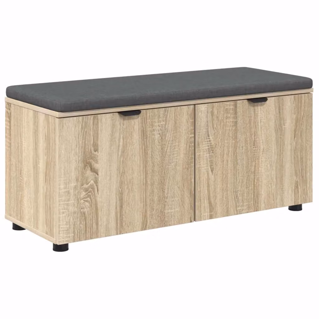 Panca per ingresso con scarpiera vidaXL in rovere marrone con cuscino in tessuto L: 100 cm, P: 38 cm, H: 46 cm – 2