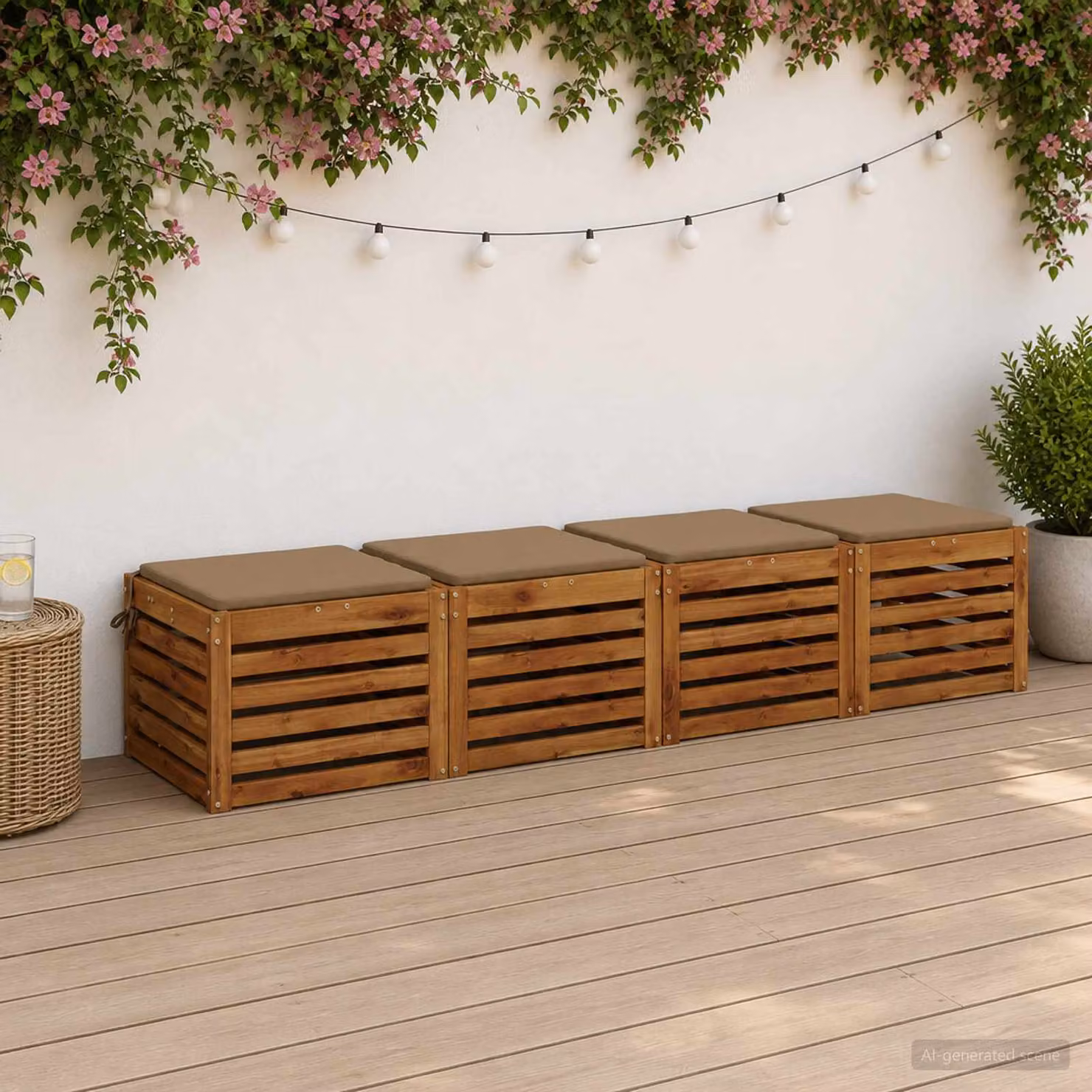 Set di 4 cuscini per sedia vidaXL SOEST in poliestere, colore tortora, con fodera lavabile e resistente ai raggi UV
