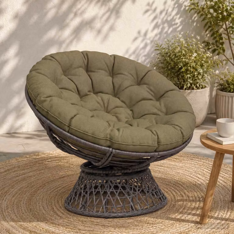 Cuscino per sedia Papasan vidaXL VIANEN rotondo in poliestere verde