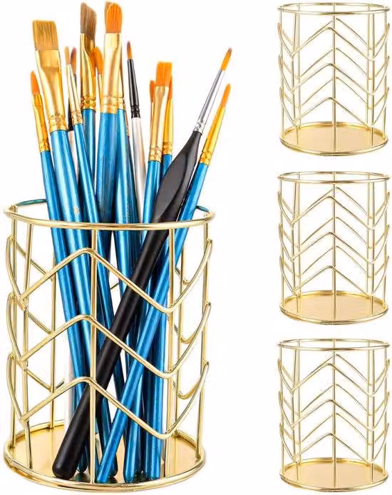 Set da 4 organizer da scrivania dorati