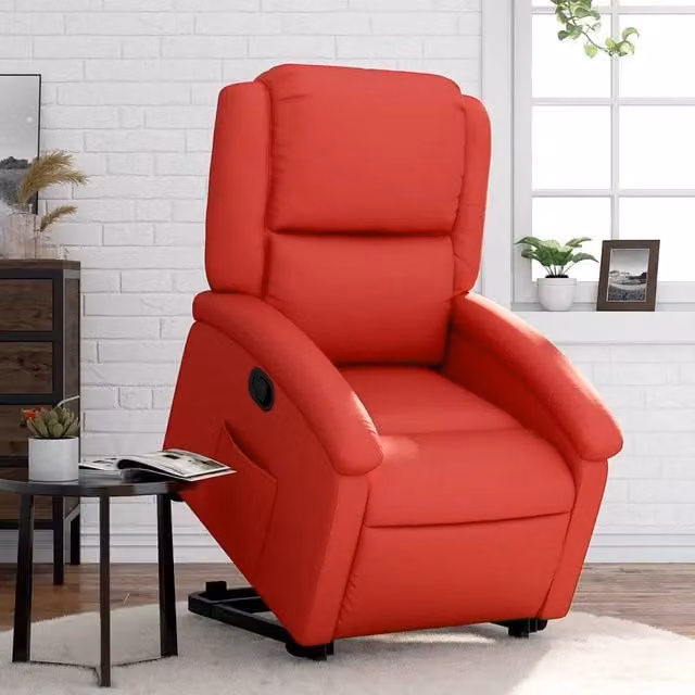 Poltrona Alzapersona Reclinabile con Assistenza Elettrica vidaXL in Similpelle Rossa con Braccioli – 1