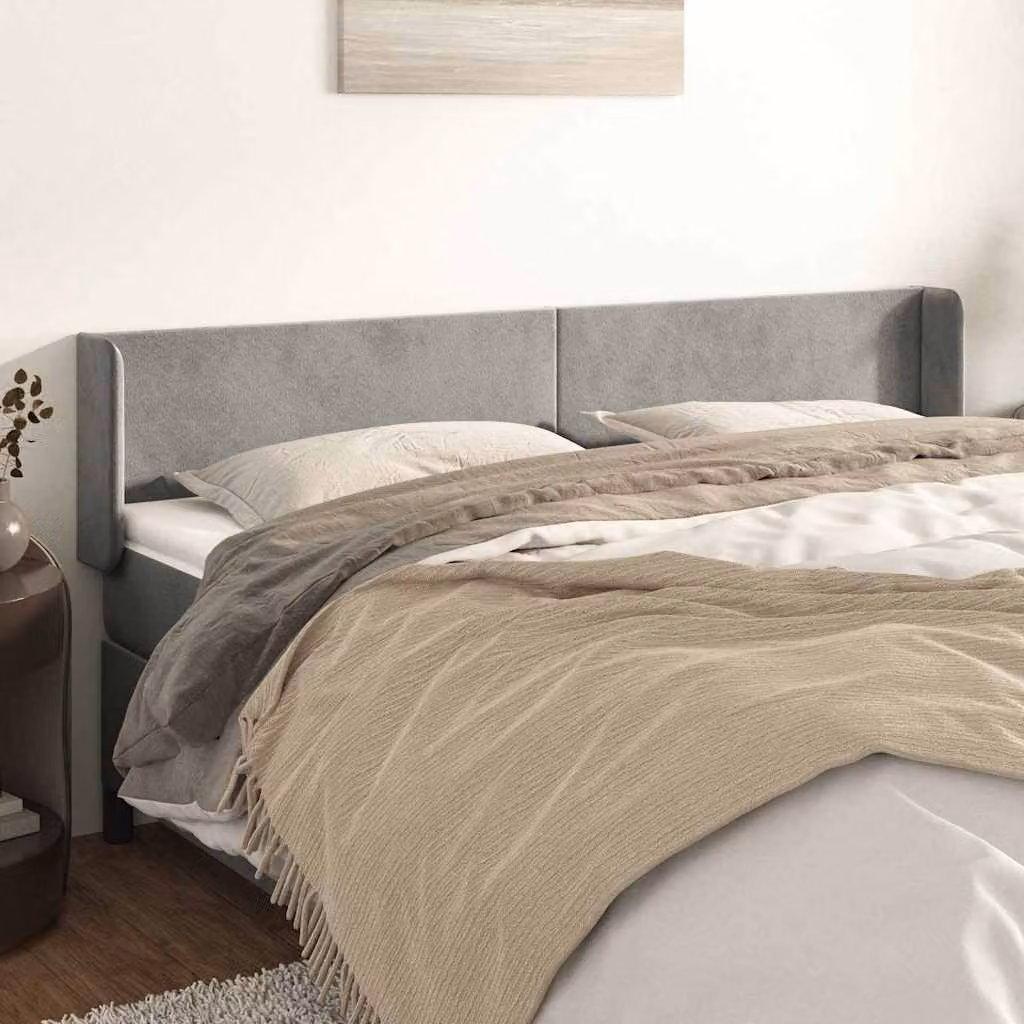Testiera ad orecchio vidaXL in velluto grigio chiaro con struttura in legno
