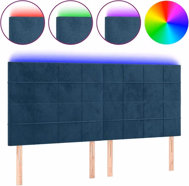 Testiera | Testata a LED Blu Scuro 160x5x118/128 cm in Velluto