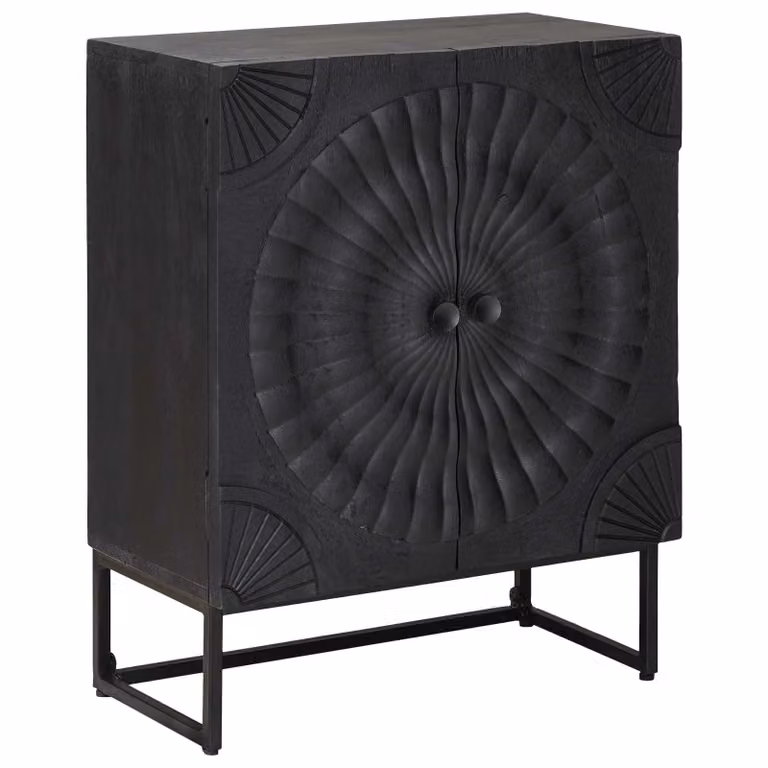 Credenza moderna vidaXL in legno di mango nero L: 55 cm, P: 30 cm, H: 70 cm