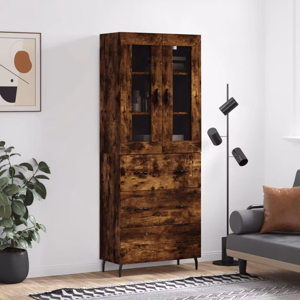 vidaXL Credenza Rovere Fumo  69,5x34x180 cm in Legno Multistrato