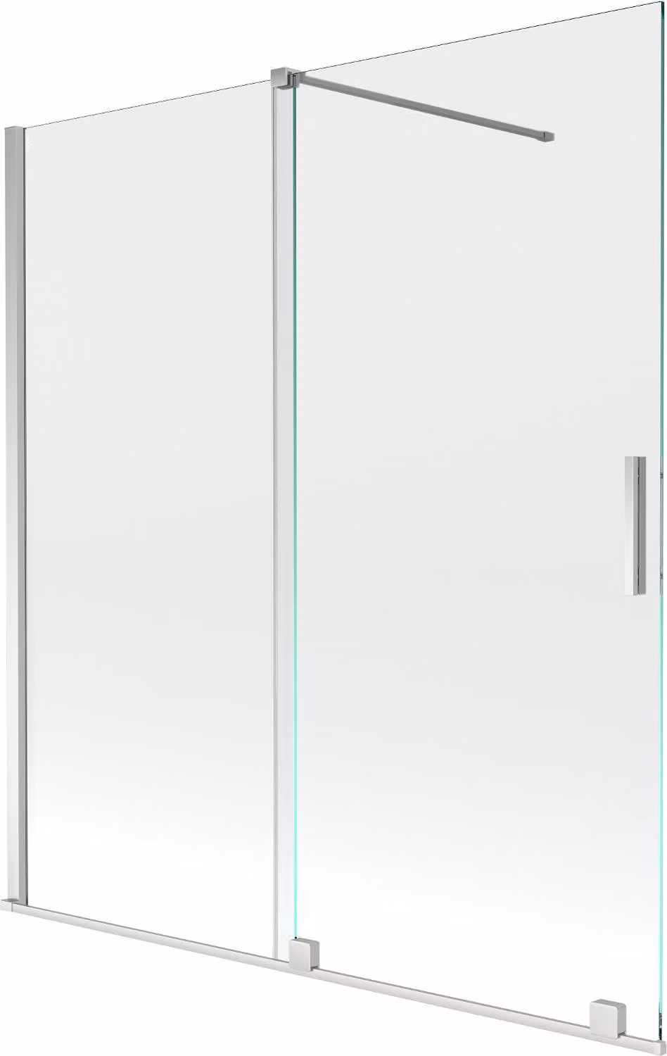 Mexen Velar paratia da vasca da bagno a 2 ante scorrevole 150 x 150 cm, trasparente, cromo - 896-150-000-01-01