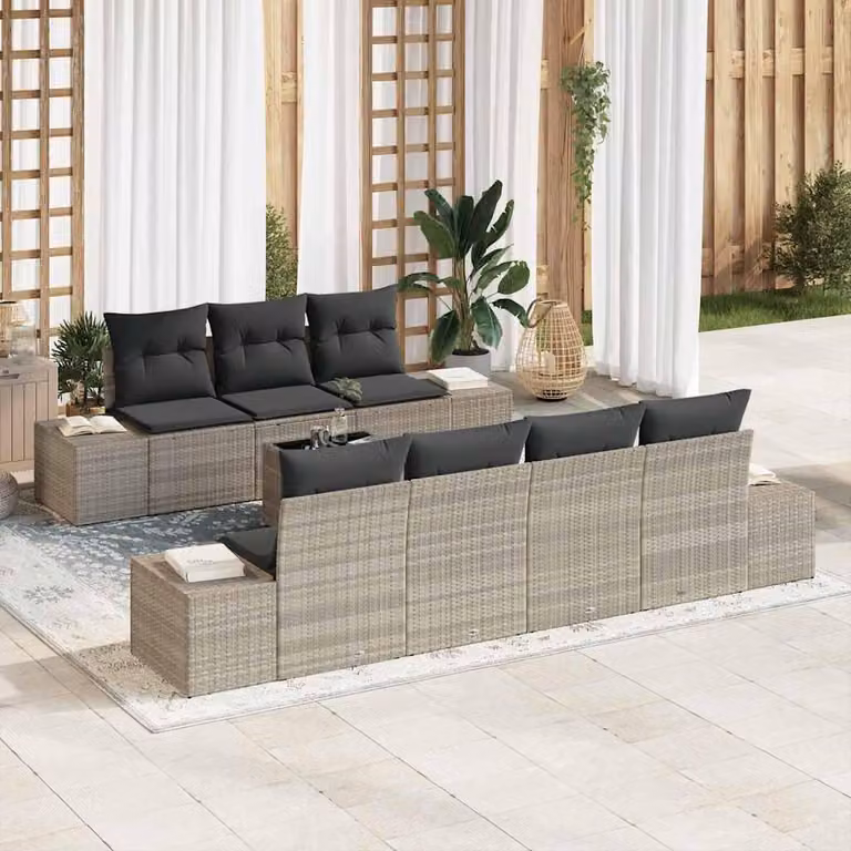 Maison Exclusive - Set Divano da Giardino 8 pcs Grigio chiaro e grigio scuro