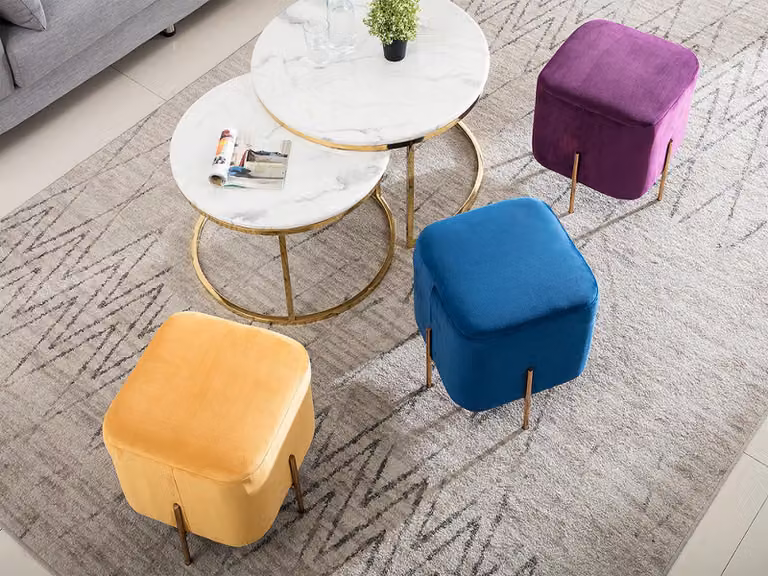 Hocker Polsterhocker Fuß Designer Ablage Möbel Wohnen Sitzbänke Sitz Textil