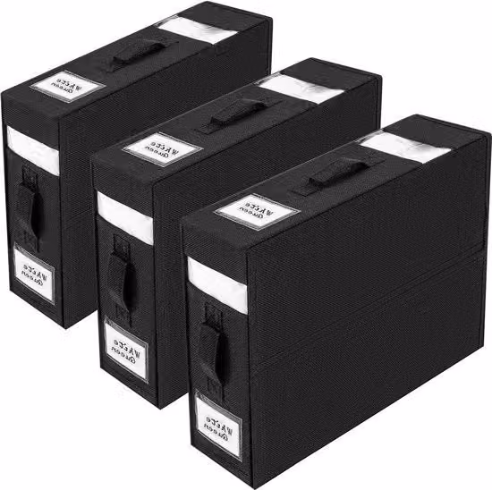 Set di 3 contenitori di archiviazione pieghevoli con maniglia - Nero per abbigliamento e coperte
