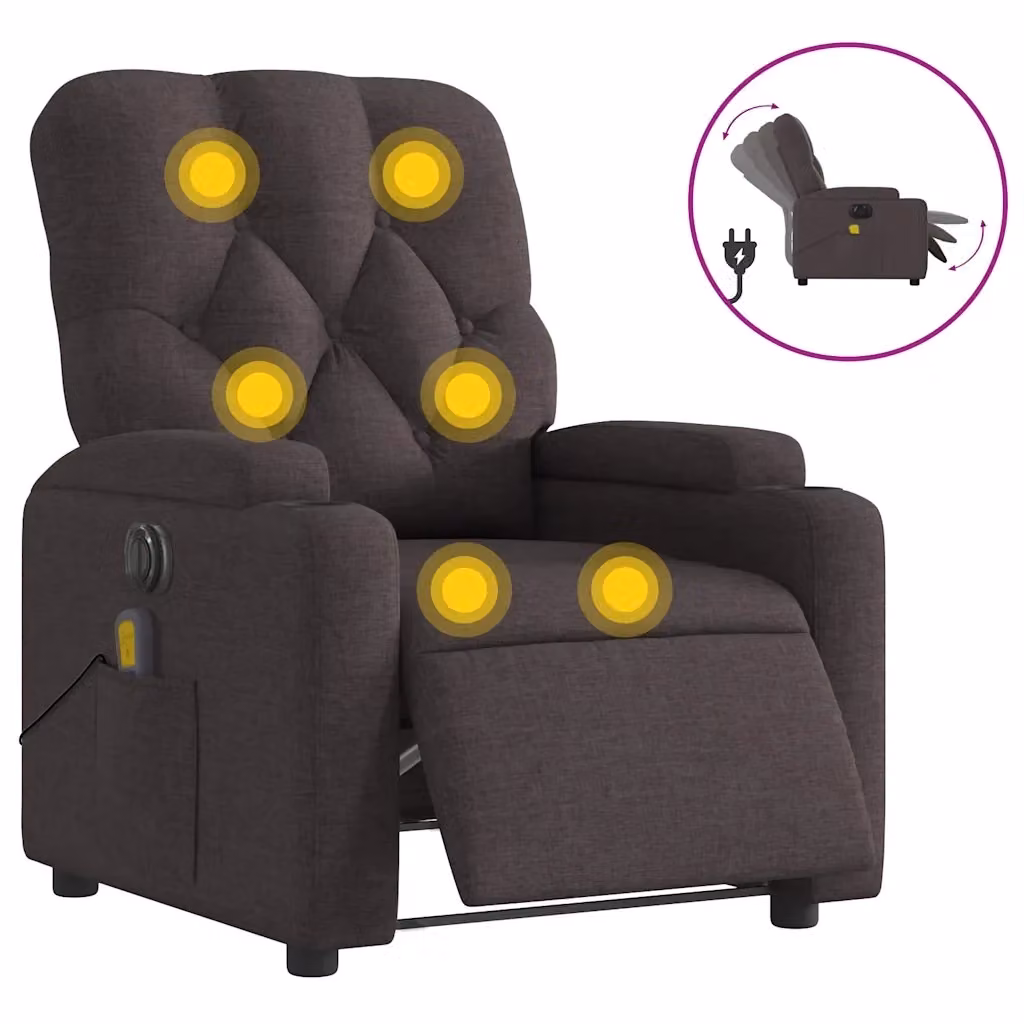 Poltrona Relax Reclinabile Elettrica vidaXL in Tessuto Marrone con Braccioli – 2