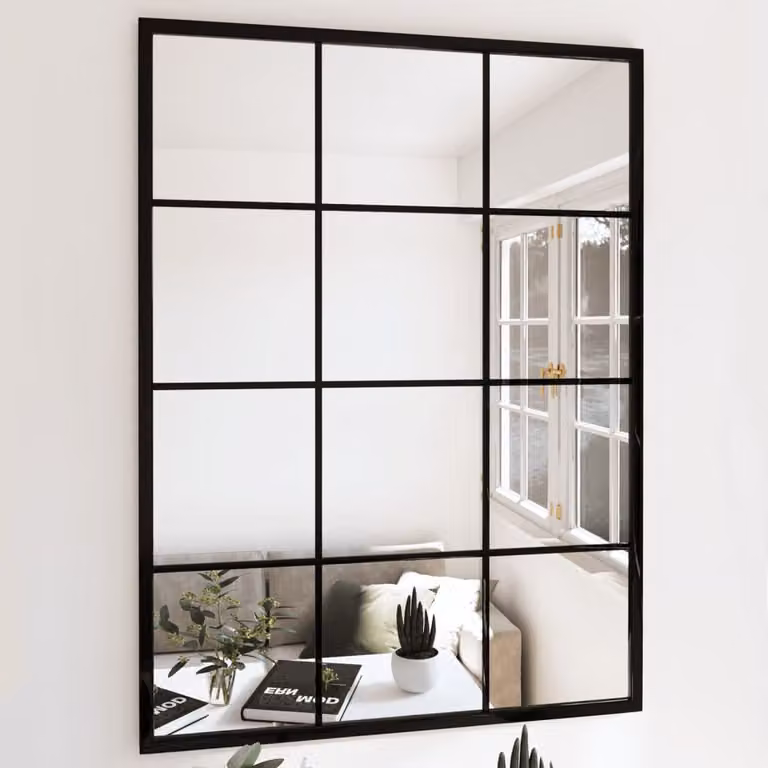 Set di 3 specchi da parete vidaXL in metallo e vetro, colore nero, L: 80 cm, H: 60 cm