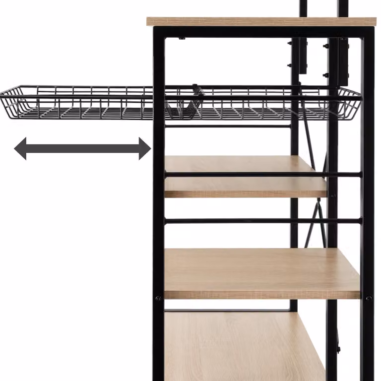 Scaffale da cucina Crawley Tectake in stile industriale, rovere e metallo, L 90 cm x P 40 cm x H 131,5 cm