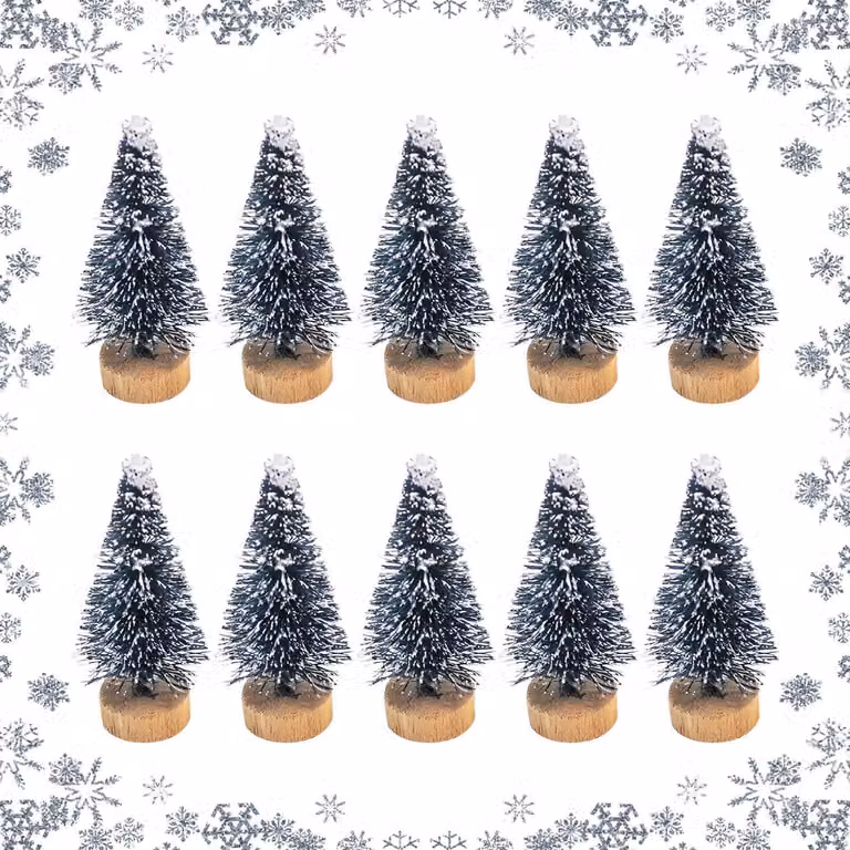 Albero di Natale artificiale in miniatura, 6,5 cm, decorazione da tavolo, set da 10