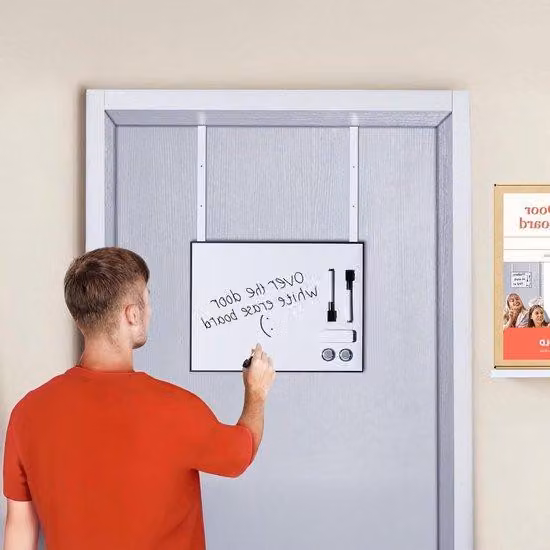 Lavagna bianca da appendere alla porta - Wisbord - Per appunti - Regolabile in altezza - 40x30 cm - Bianca