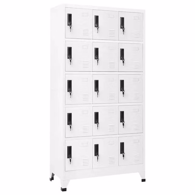 Armadio a schedario moderno portaoggetti 90 x 40 x 180 cm design in acciaio bianco 02_0047031